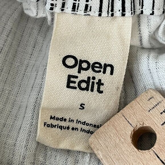 OPEN EDIT Relaxed Fit Linen Blend Pants Size Small Striped Tailored Trousers - Picture 14 of 16